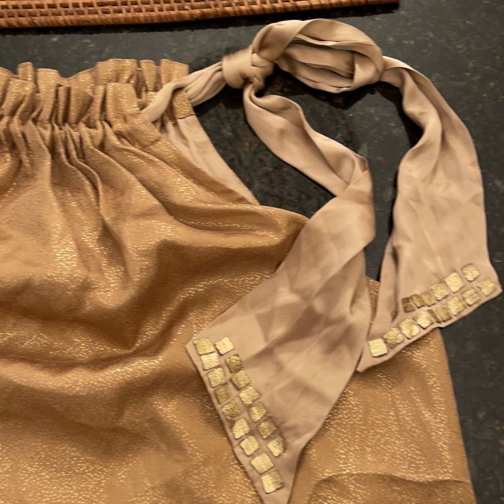 *Hale Bob* La Metallic Silk Tir Shirred Neck Halter View 4